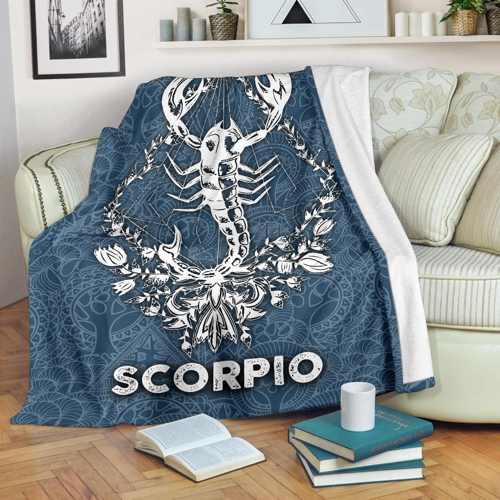 Scorpio Zodiac Signs Blue Sherpa Fleece Blanket
