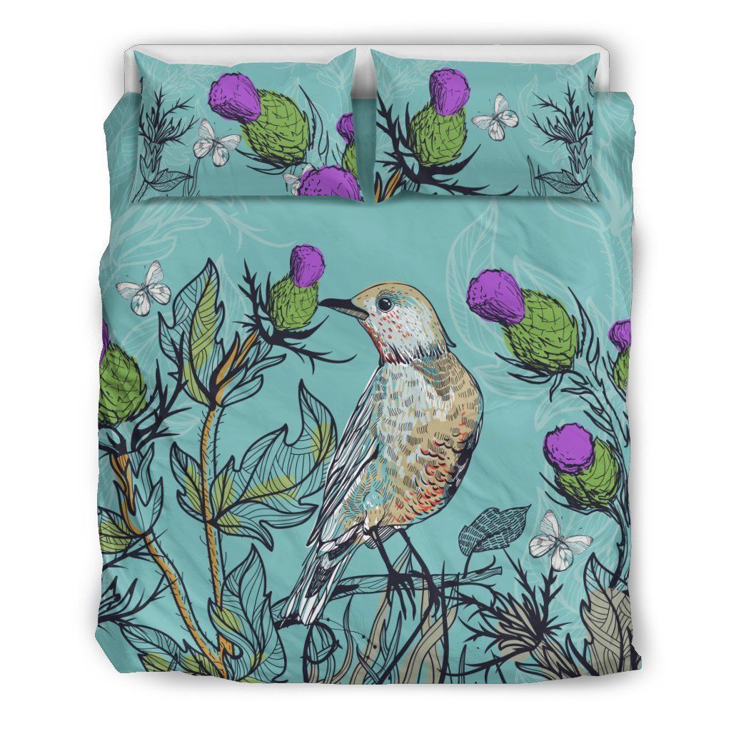 Scotland Bird With Thistle Blue Bedding Set