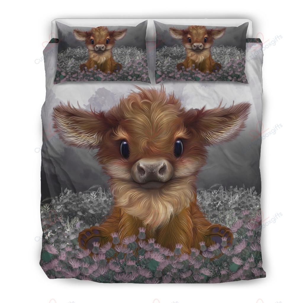 Scotland Highland Cow Calf Thistle Bedding Set