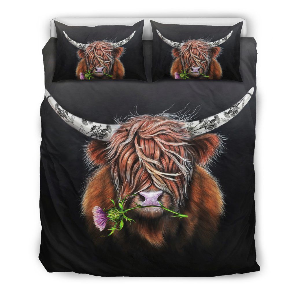 Scotland Thistle Highland Cow Bedding Set