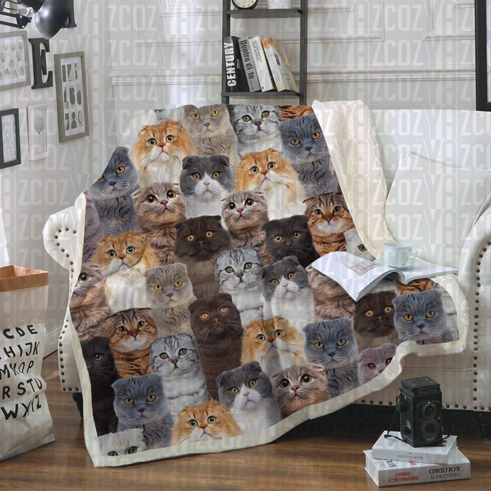 Scottish Fold Cats Sherpa Fleece Blanket