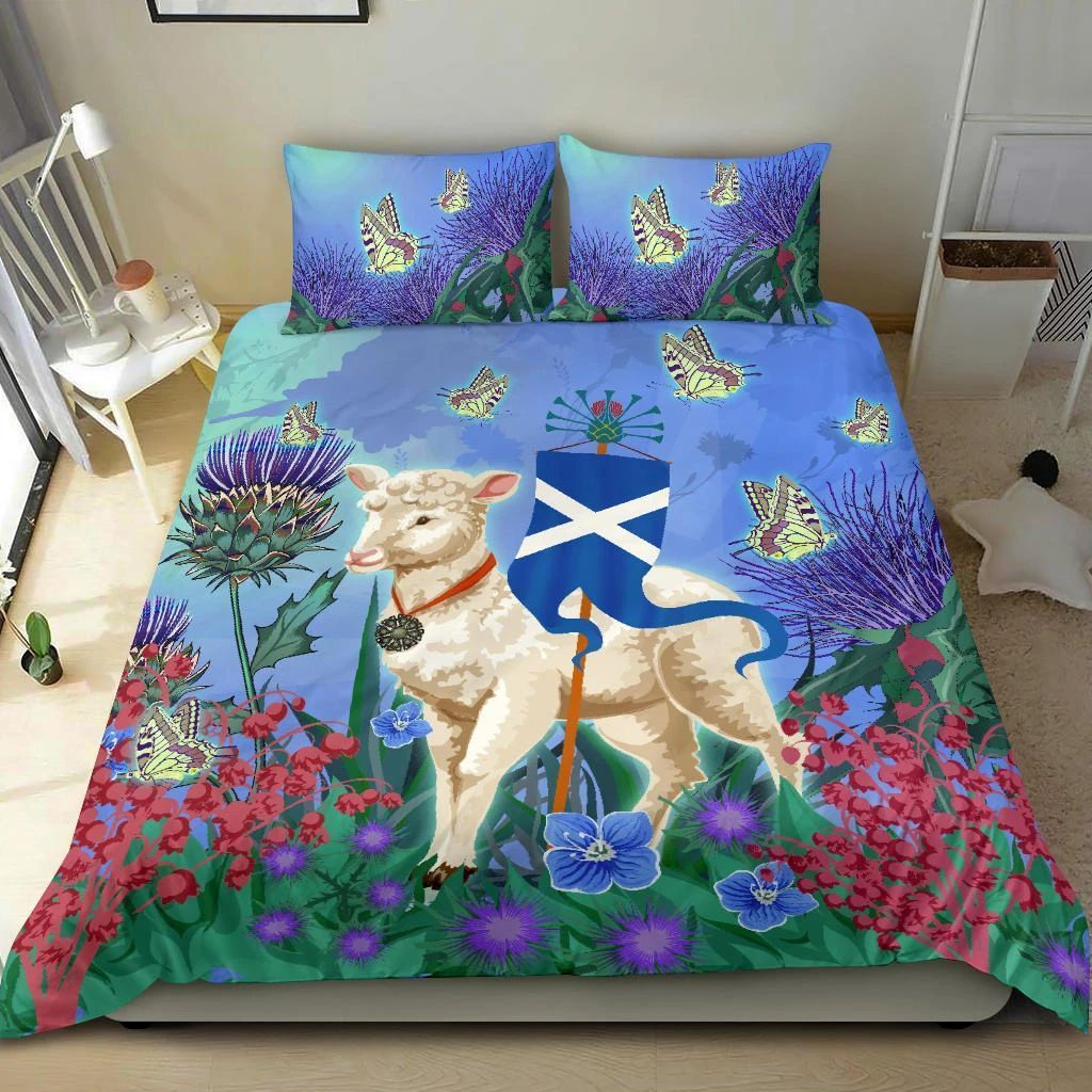 Scottish Sheep And Butterfly National Flowers Bedding Set