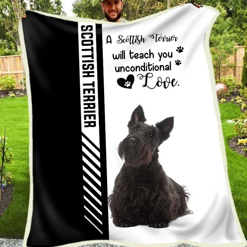 Scottish Terrier Sherpa Fleece Blanket