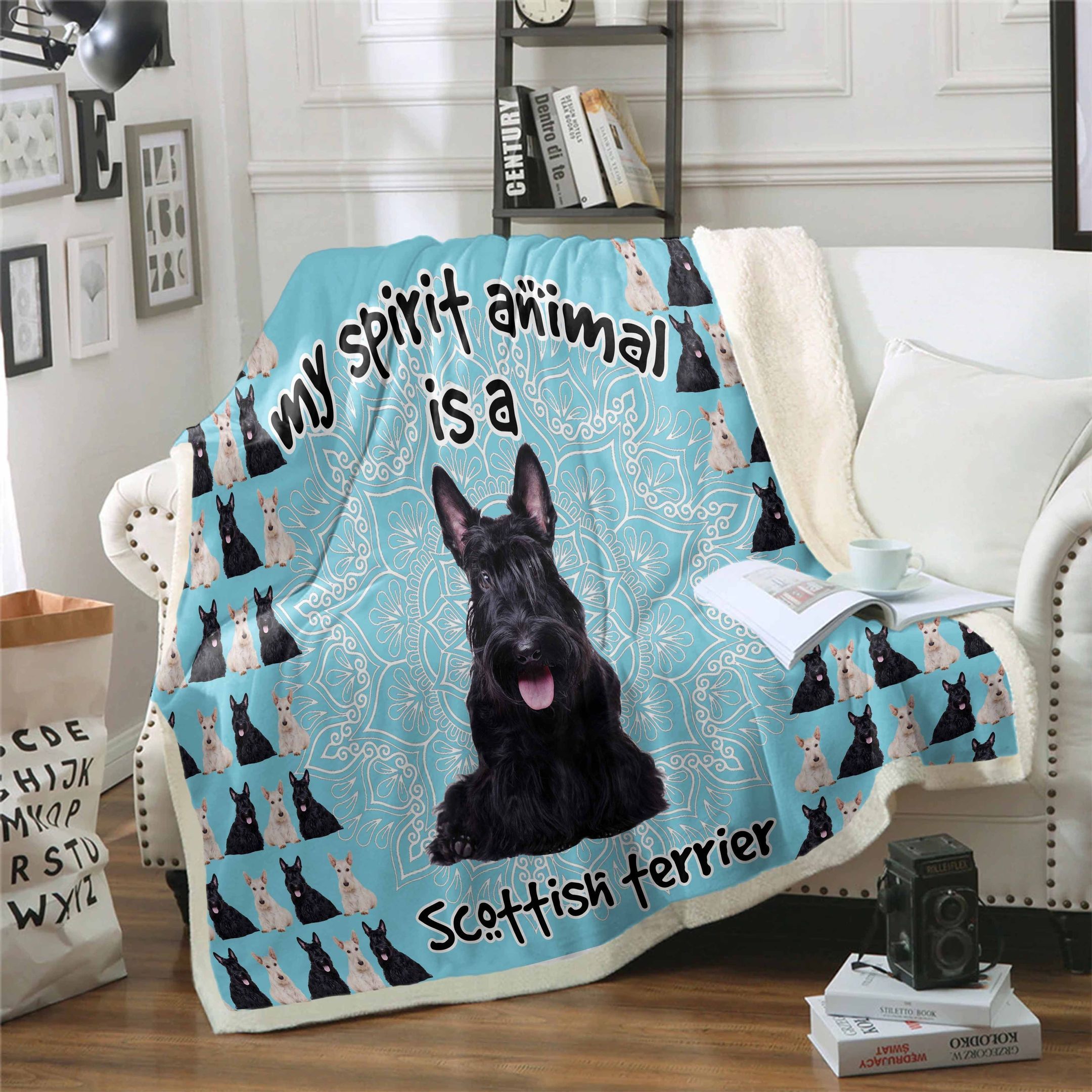 Scottish Terrier Is My Spirit Animal Sherpa Fleece Blanket