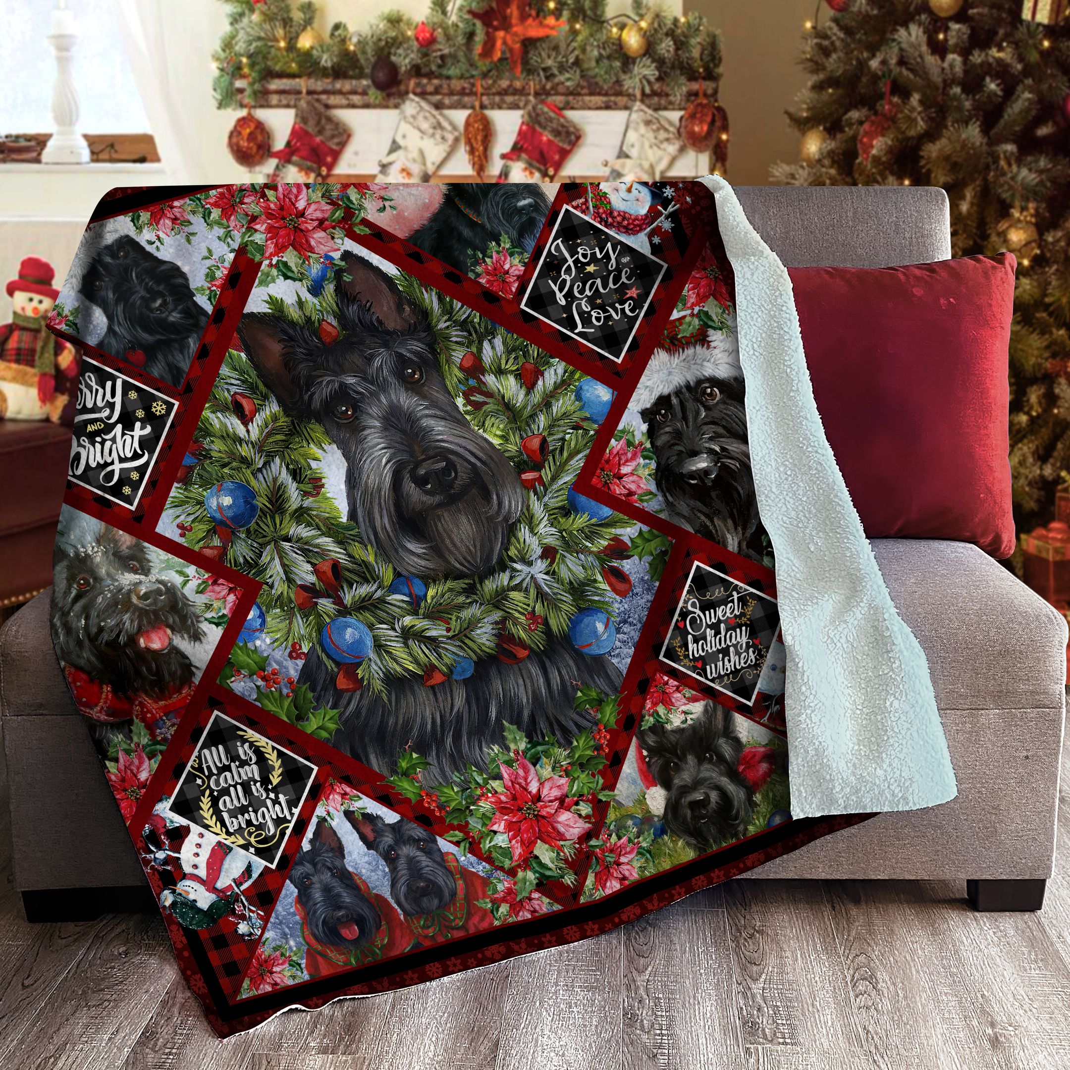 Scottish Terrier Sherpa Fleece Blanket