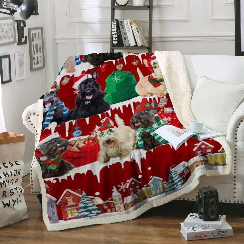 Scottish Terrier Snow Christmas Sherpa Fleece Blanket