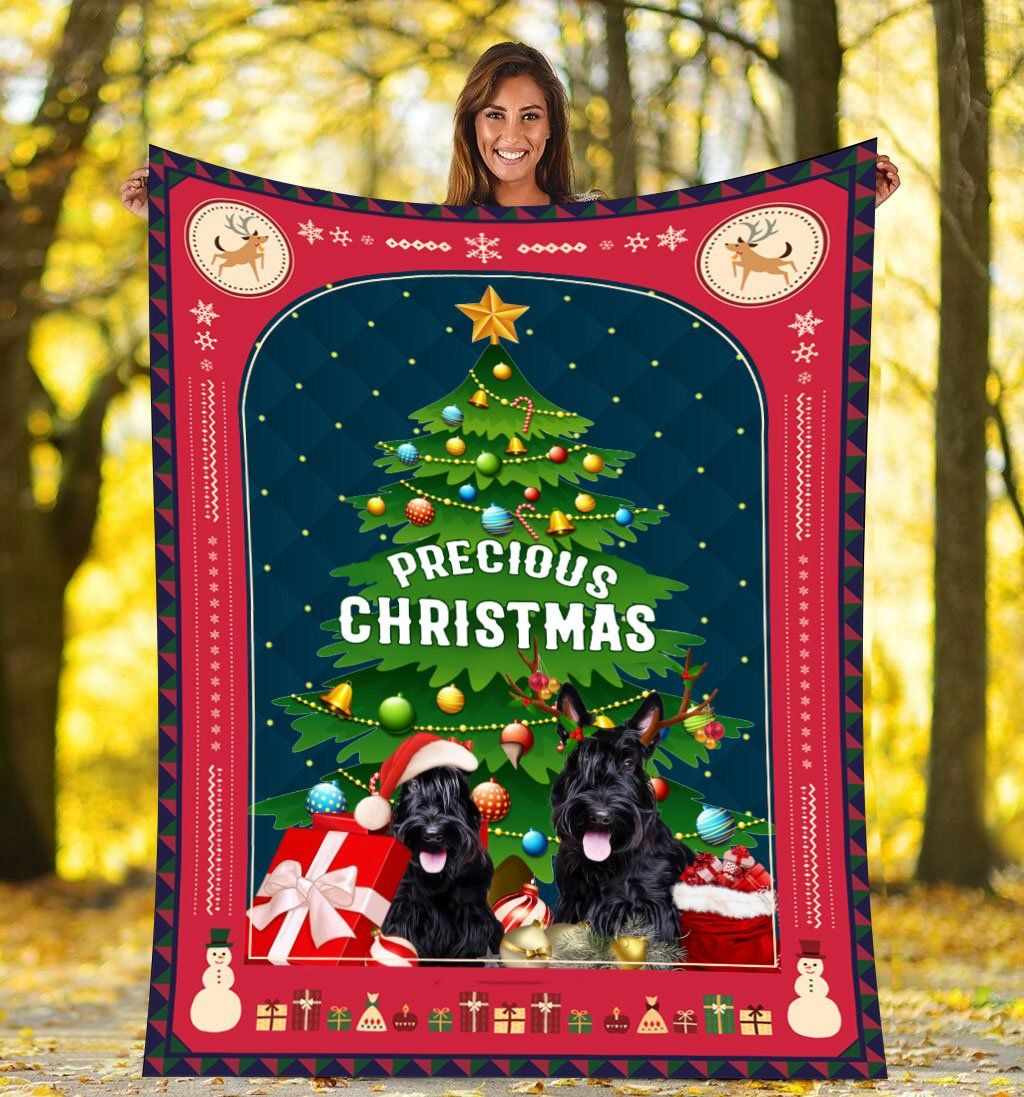 Scottish Terrier Under Christmas Tree Fleece Blanket