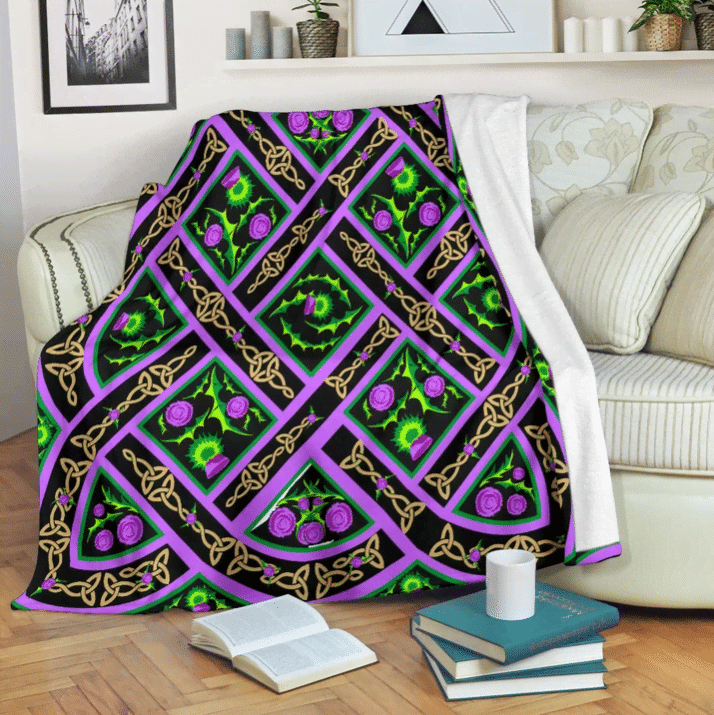 Scottish Thistle Sherpa Fleece Blanket