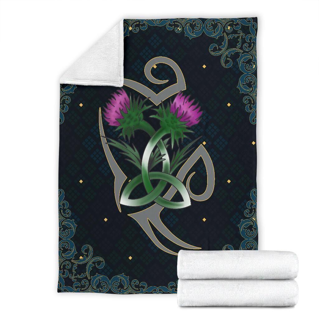 Scottish Tribal Thistle Celtic Sherpa Fleece Blanket