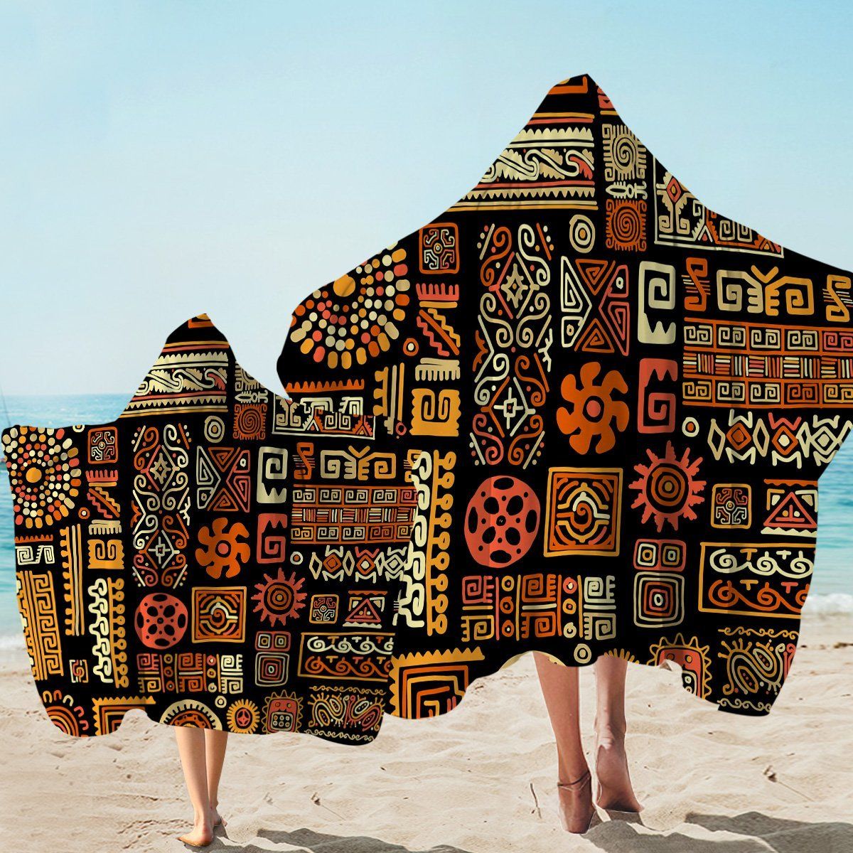 Scripture Style Pattern Printed Hooded Towel