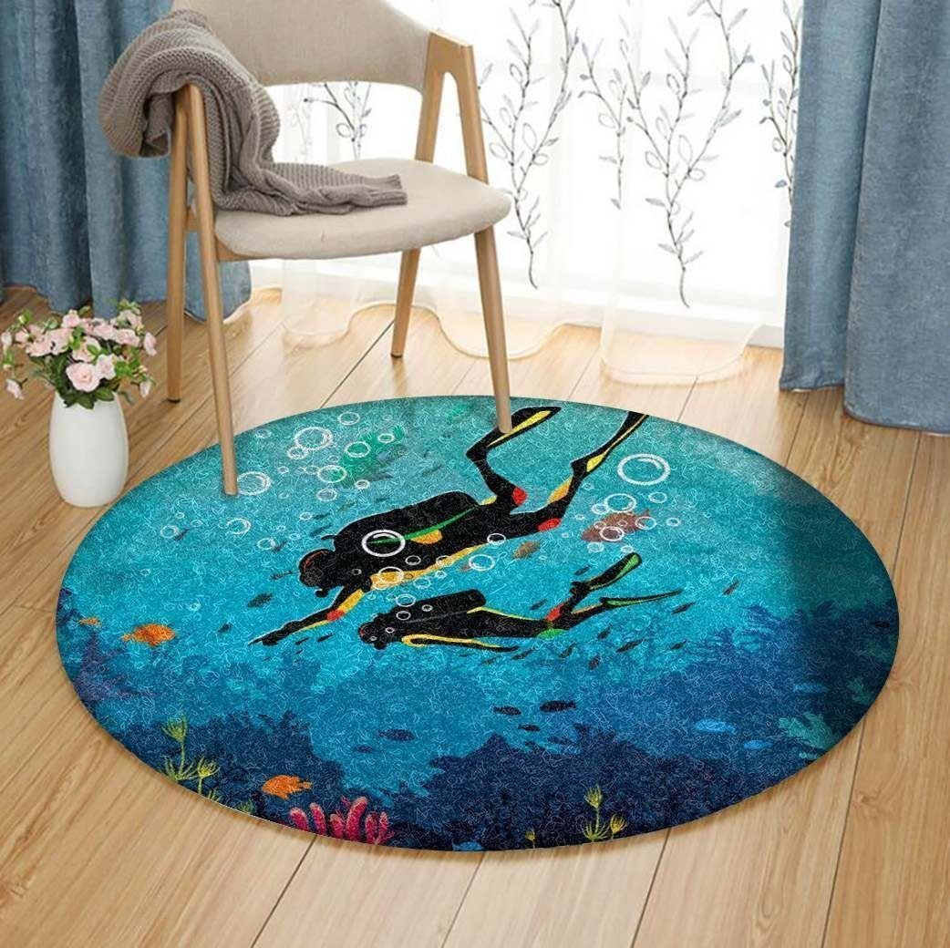 Scuba Diver Round Carpet