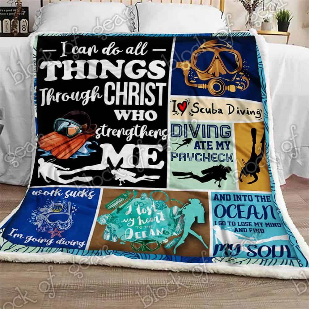 Scuba Diving Fleece Blanket