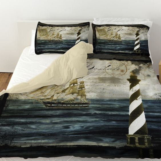 Sea Beach Lighthouse Bedding Set