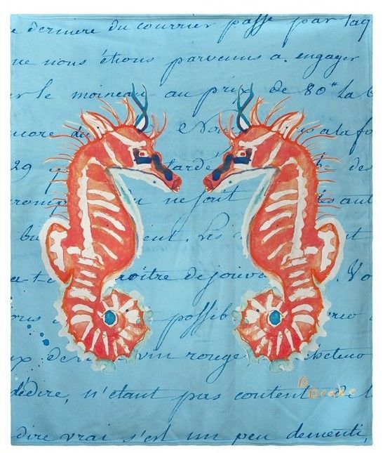 Sea Horse Sherpa Fleece Blanket