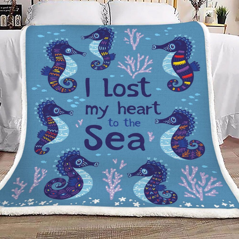 Sea Horse Sherpa Fleece Blanket