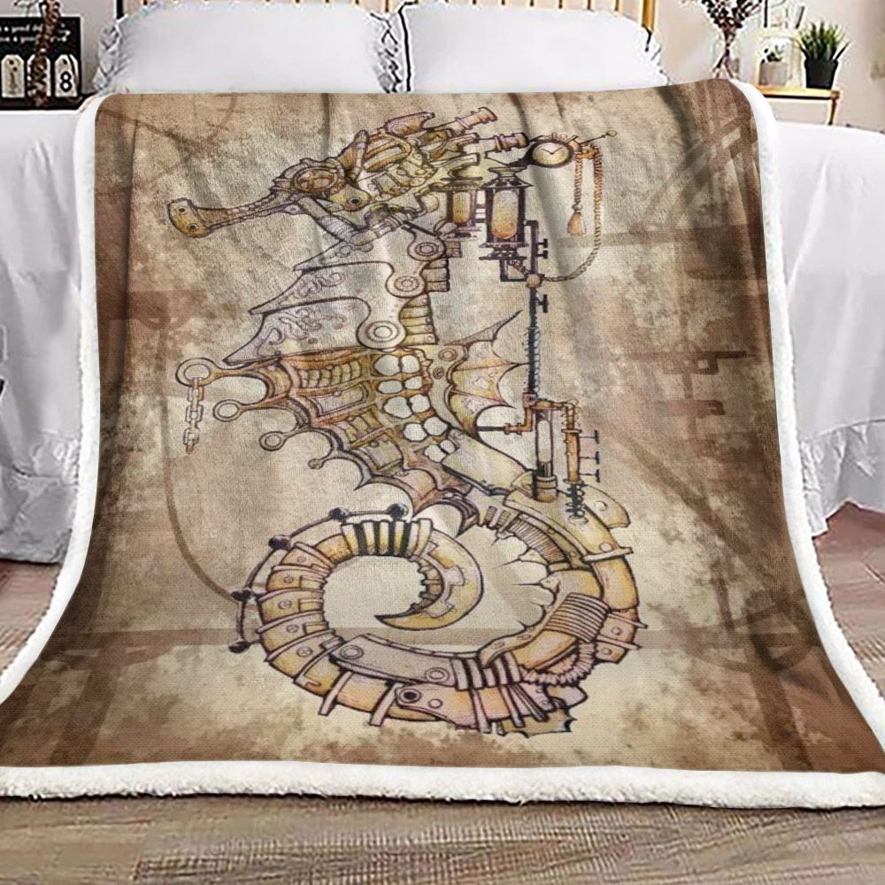 Sea Horse Sherpa Fleece Blanket