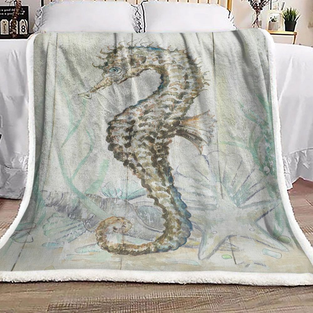 Sea Horse Sherpa Fleece Blanket