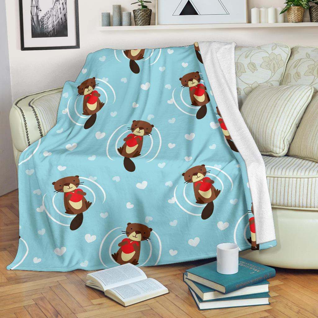 Sea Otter Cute Pattern Sherpa Fleece Blanket