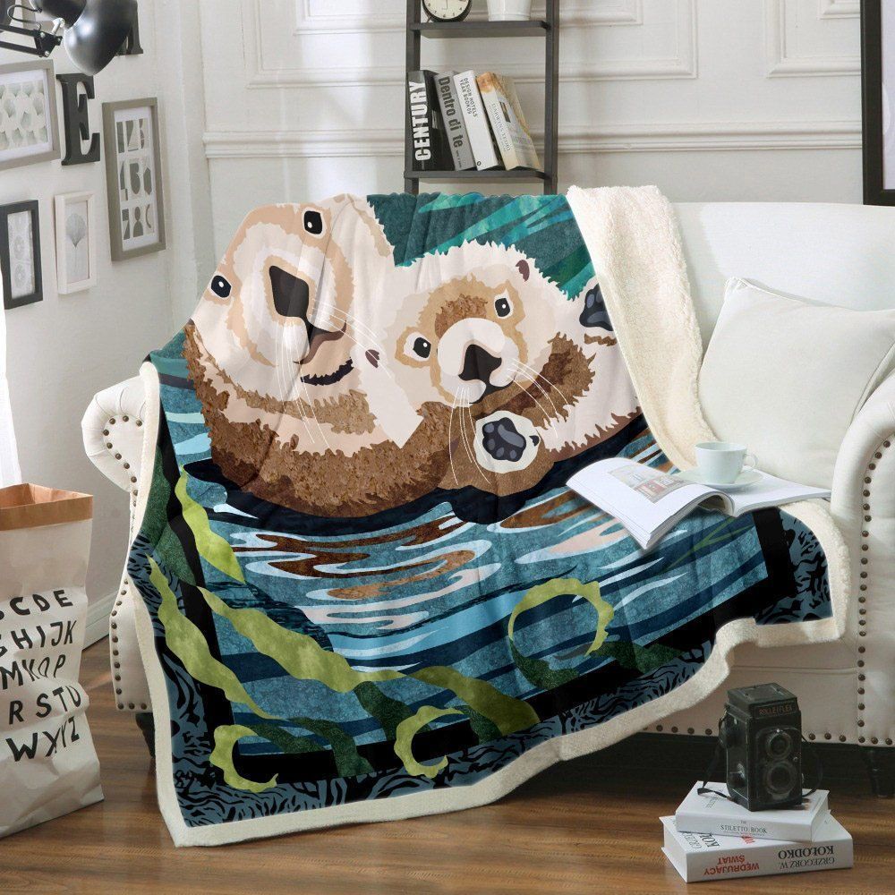 Sea Otter Sherpa Fleece Blanket
