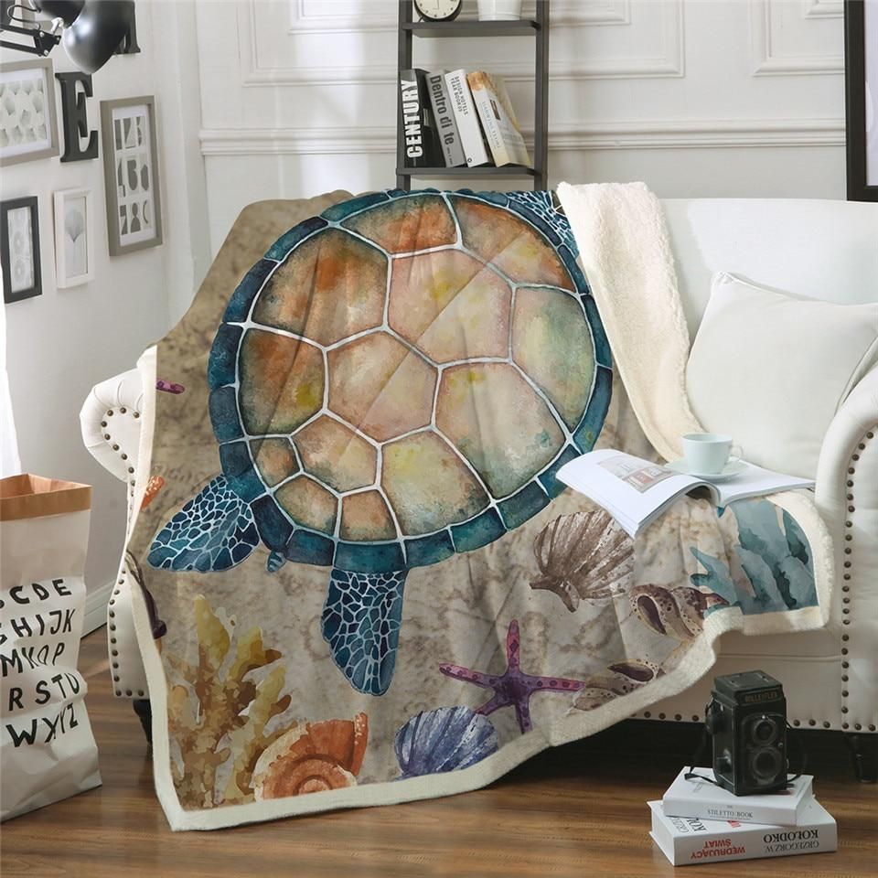 Sea Sand Turtle Sherpa Fleece Blanket