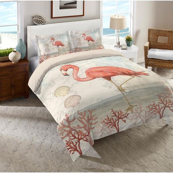 Sea Shell Flamingo Bedding Set
