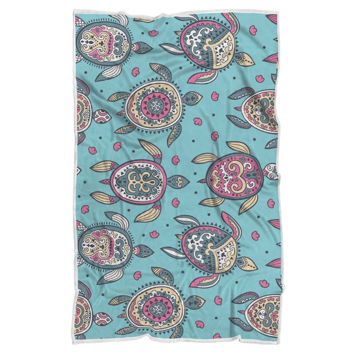 Sea Turtle Art Pattern Sherpa Fleece Blanket