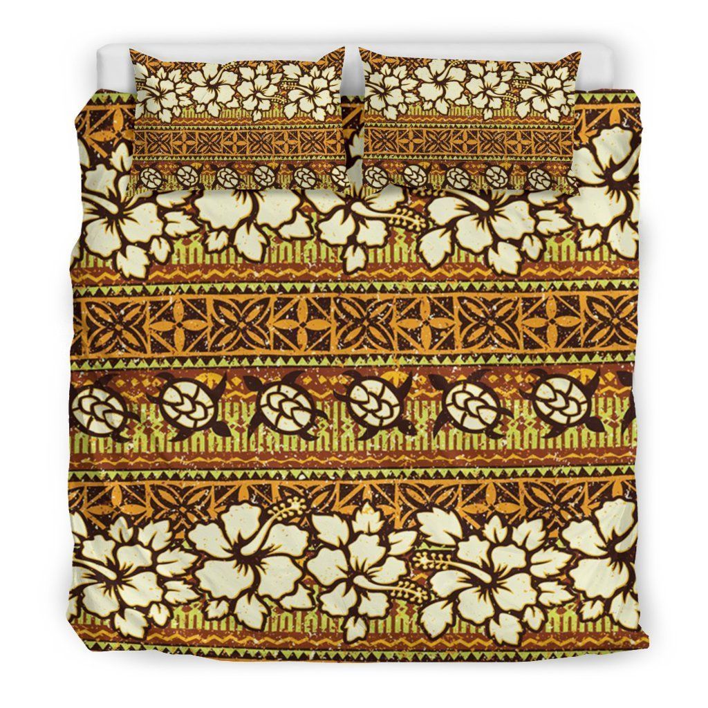 Sea Turtle Aztec Hibiscus Hawaiian Bedding Set