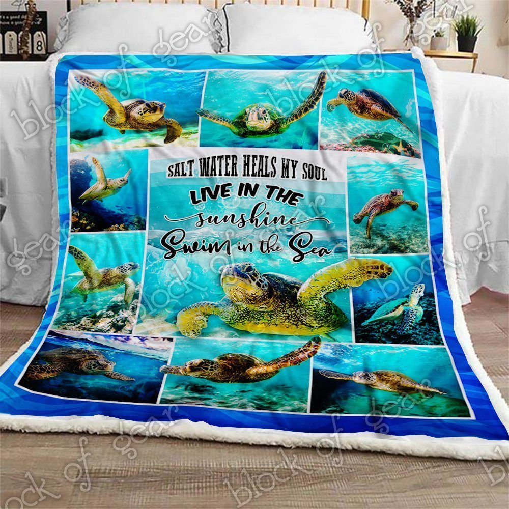 Sea Turtle Sherpa Fleece Blanket