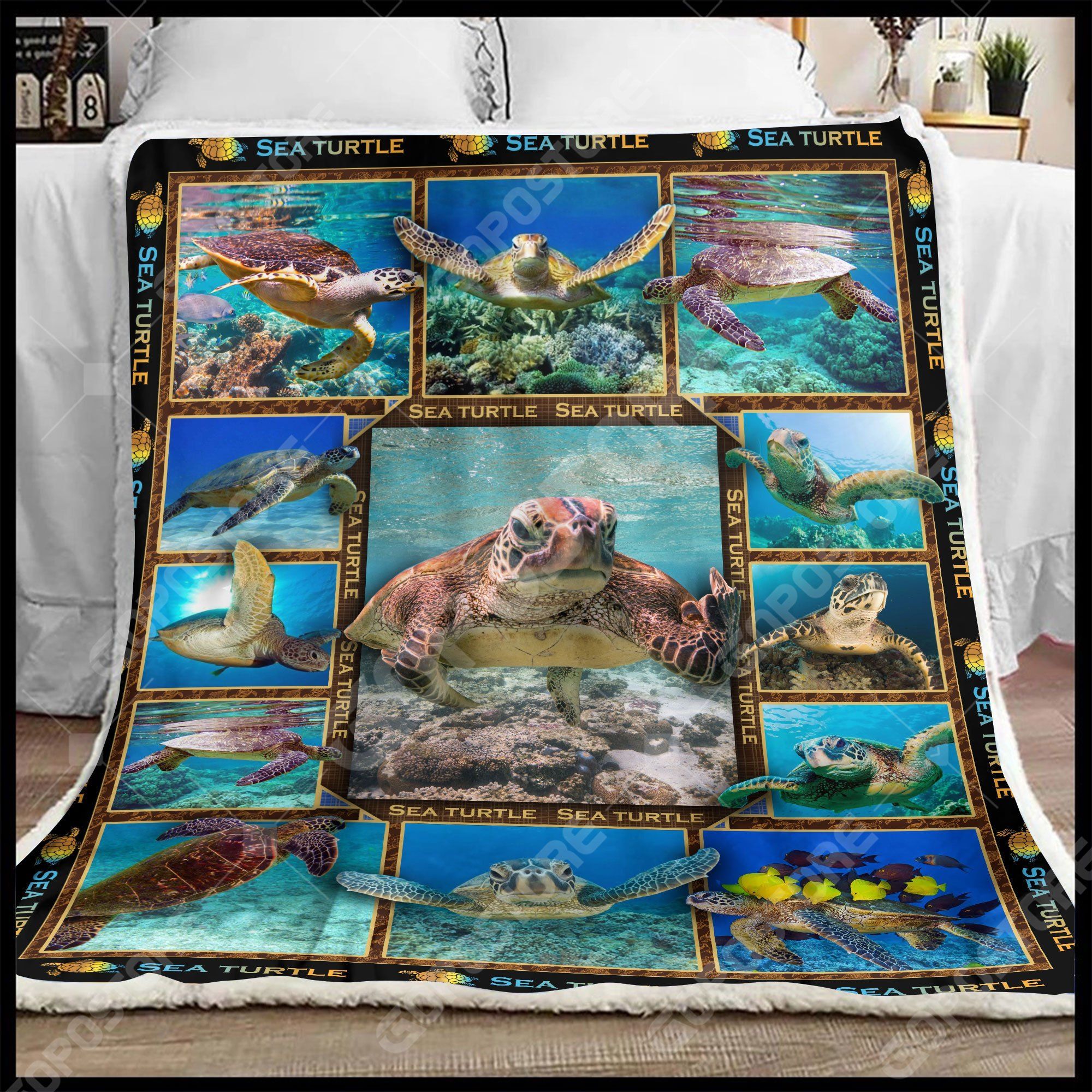 Sea Turtle Sherpa Fleece Blanket
