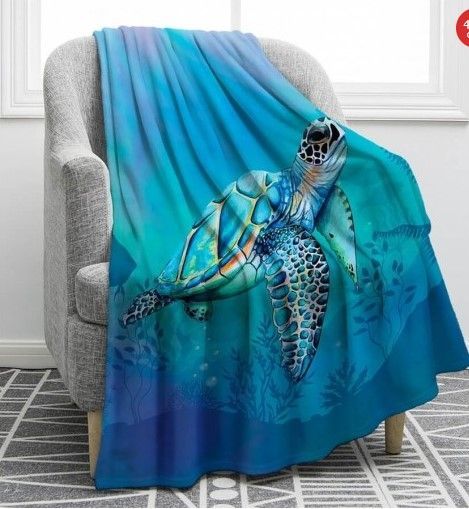 Sea Turtle Sherpa Fleece Blanket