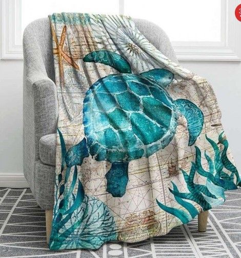 Sea Turtle Sherpa Fleece Blanket