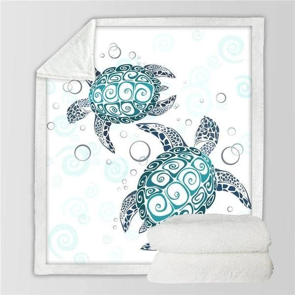 Sea Turtle Sherpa Fleece Blanket
