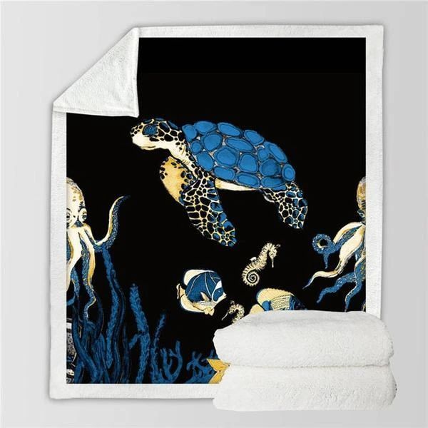 Sea Turtle Sherpa Fleece Blanket