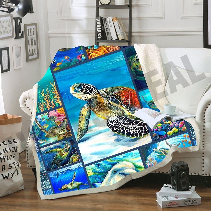 Sea Turtle Sherpa Fleece Blanket