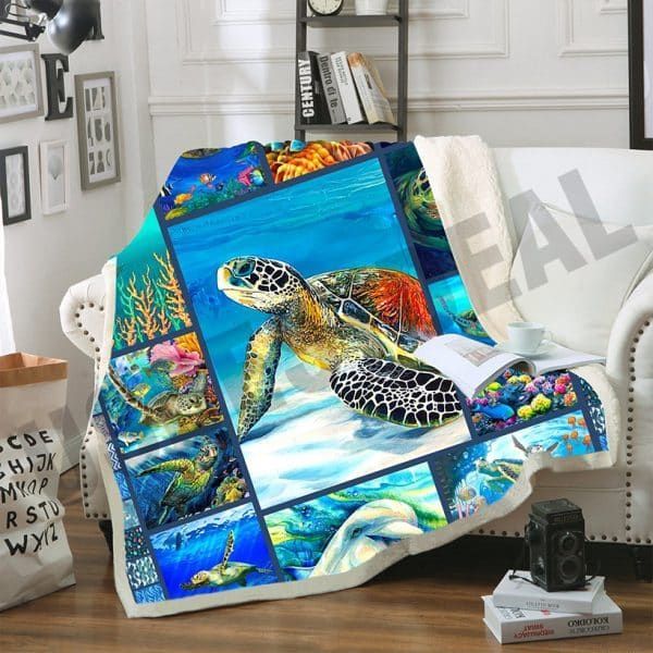 Sea Turtle Sherpa Fleece Blanket