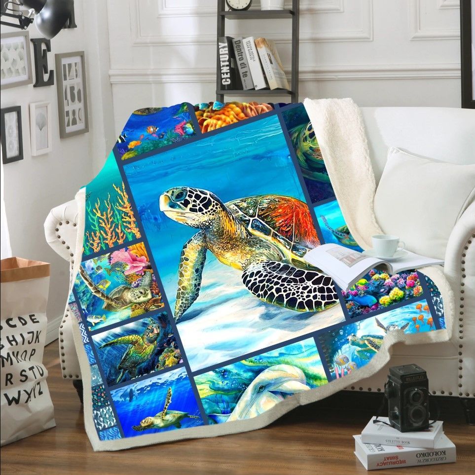 Sea Turtle Sherpa Fleece Blanket