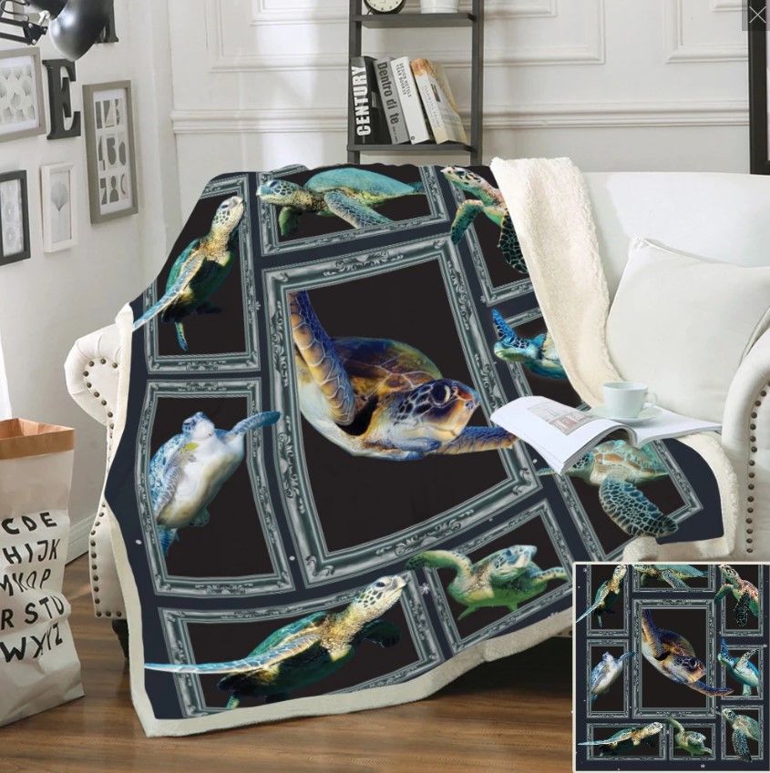 Sea Turtle Sherpa Fleece Blanket