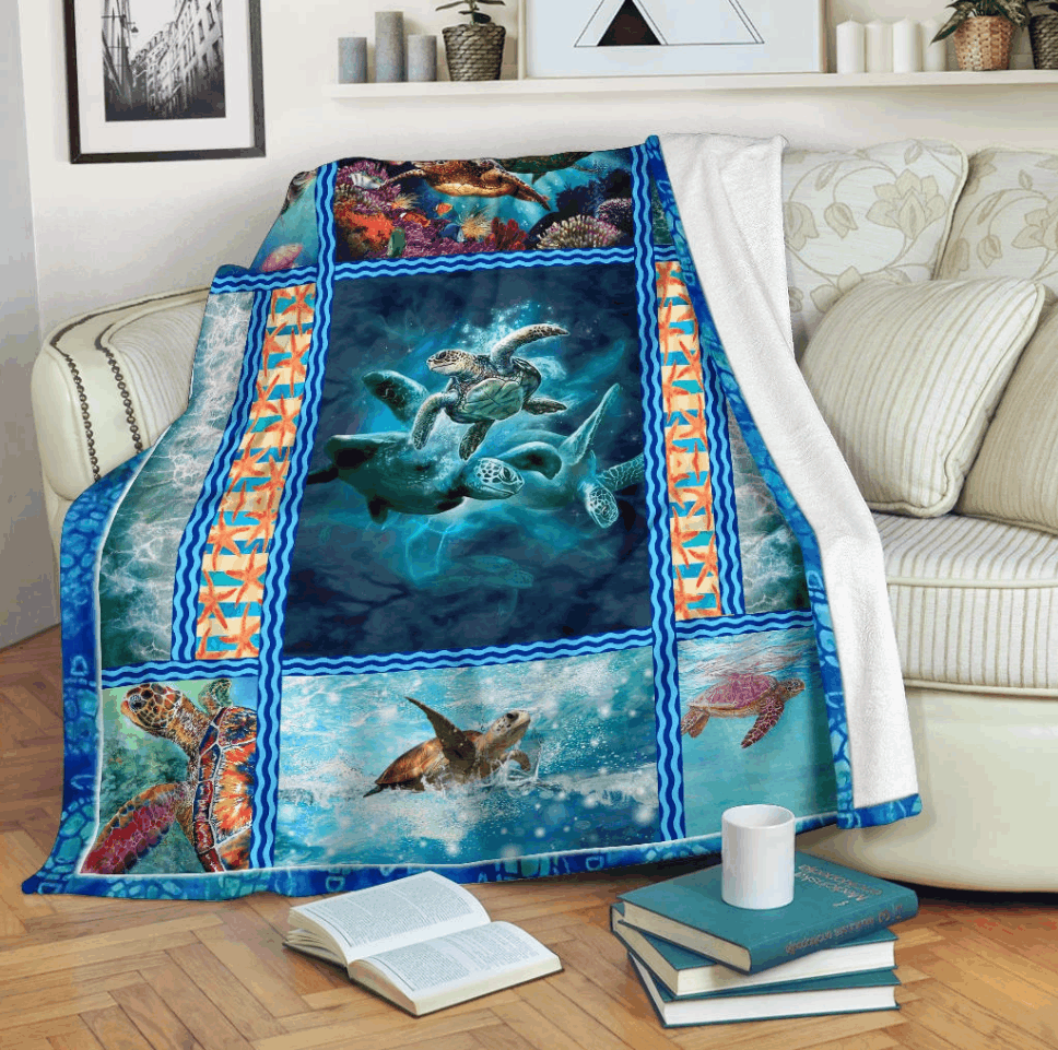 Sea Turtle Sherpa Fleece Blanket