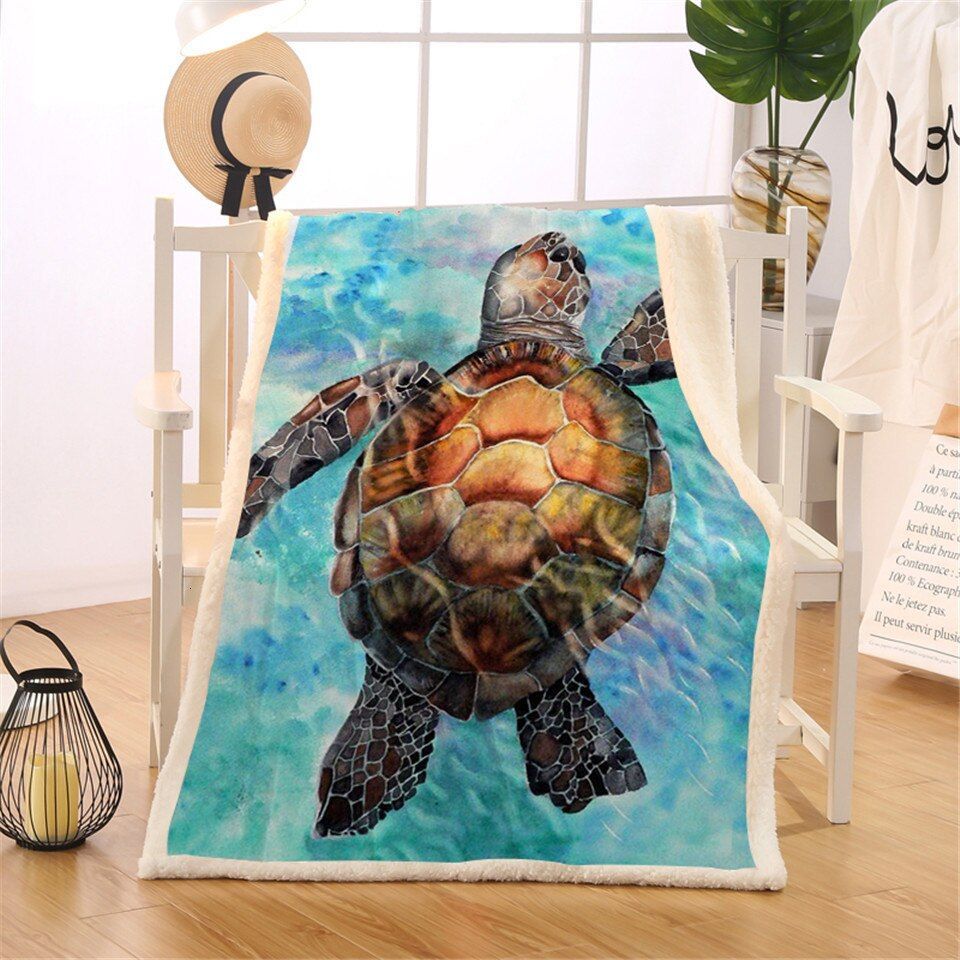 Sea Turtle Sherpa Fleece Blanket