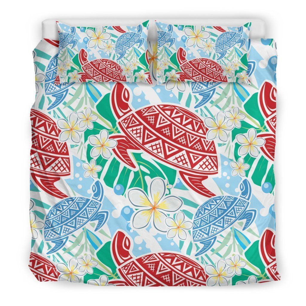 Sea Turtle Floral Hawaiian Bedding Set
