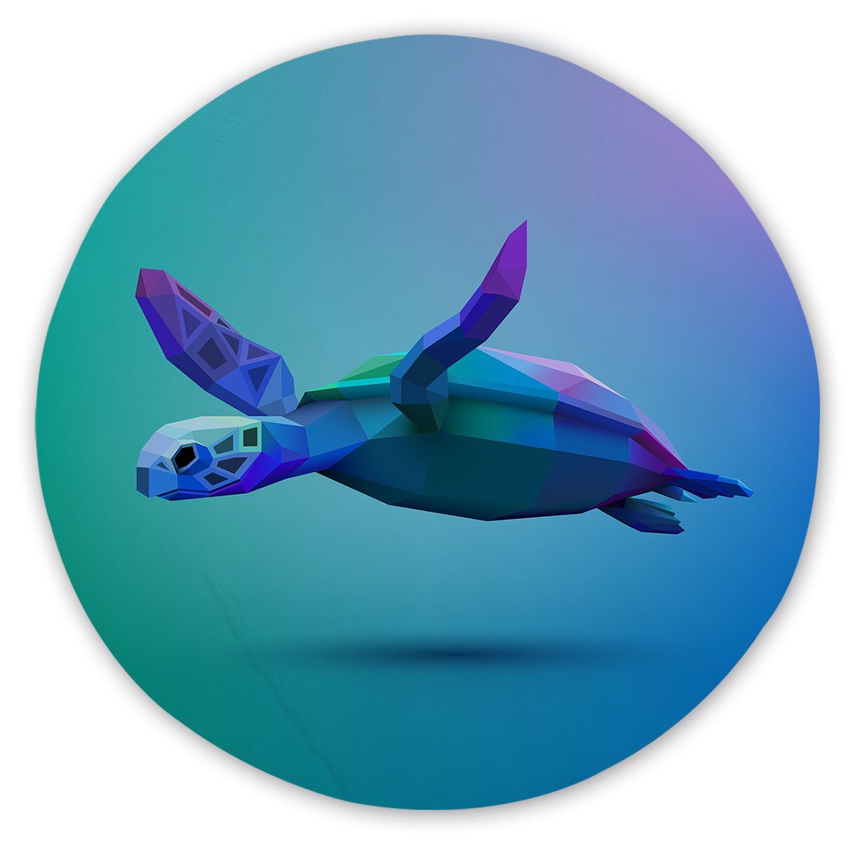 Sea Turtle Glide 3d Art Printed Round Beach Towel