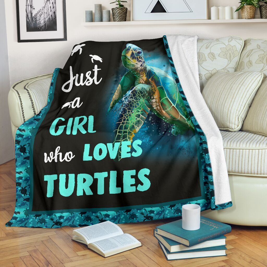 Sea Turtle Just A Girl Who Loves Turtles Sherpa Fleece Blanket