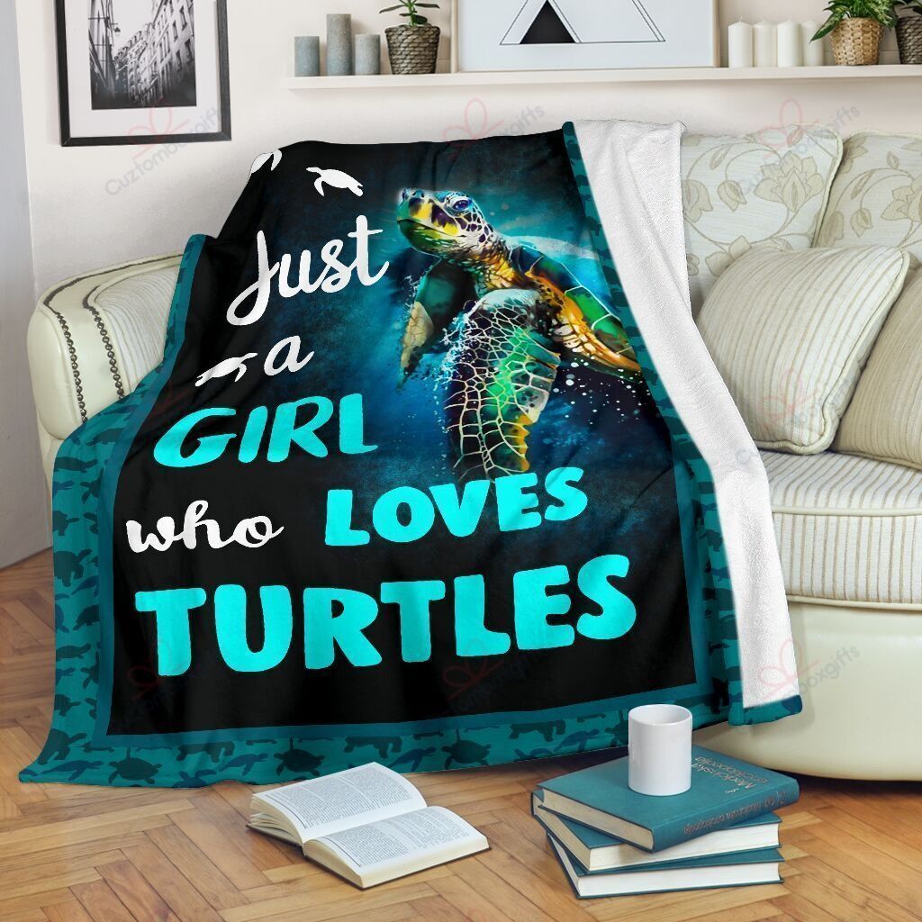 Sea Turtle Just Girl Who Loves Turtle Sherpa Fleece Blanket
