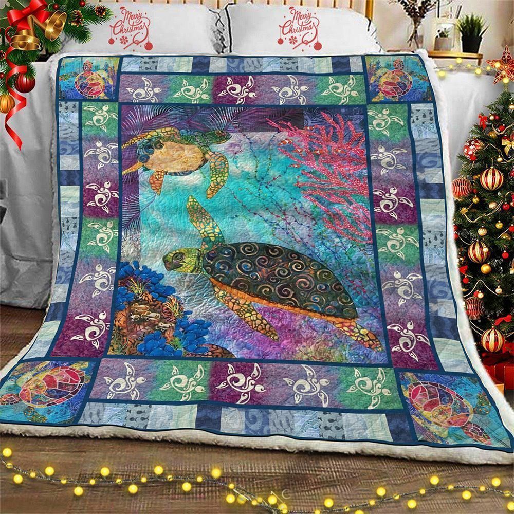 Sea Turtle Lovely Animal Sherpa Fleece Blanket