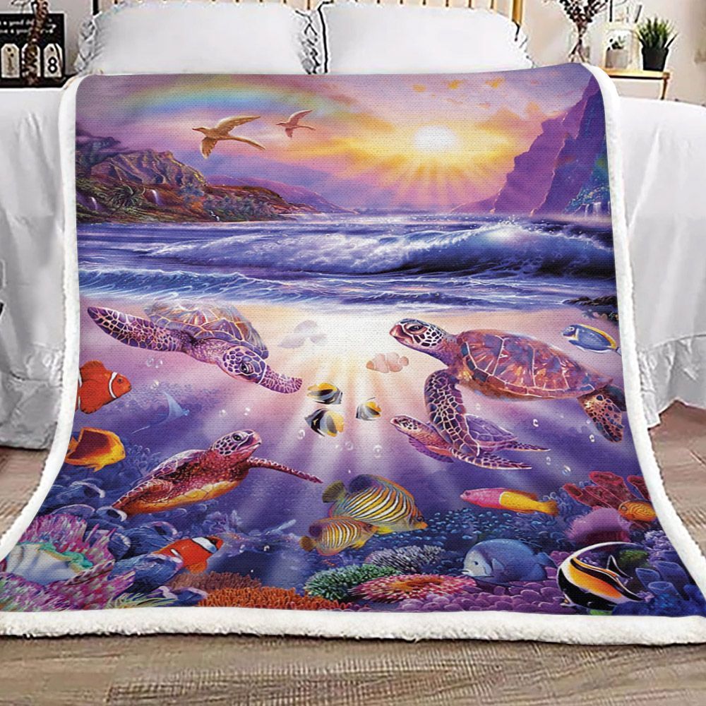 Sea Turtle Sherpa Fleece Blanket