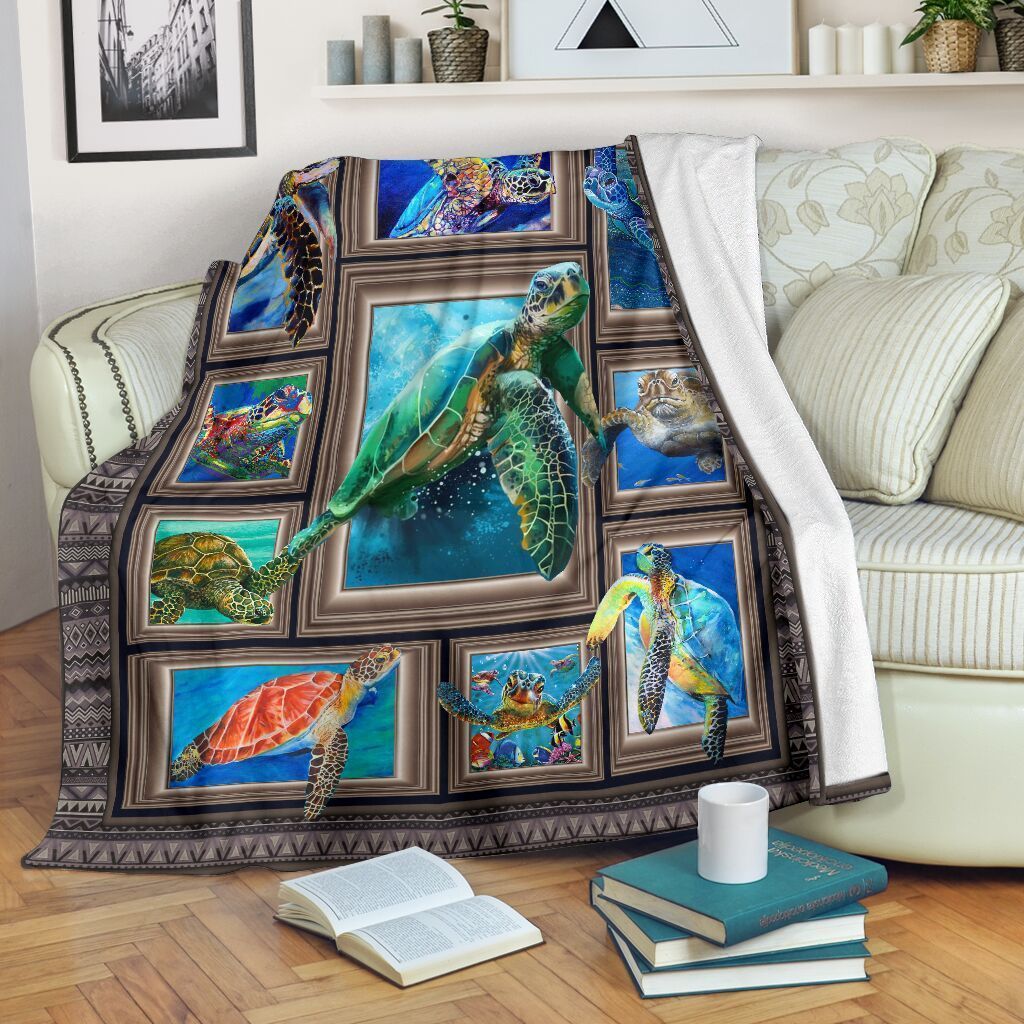 Sea Turtle Ocean Sherpa Fleece Blanket
