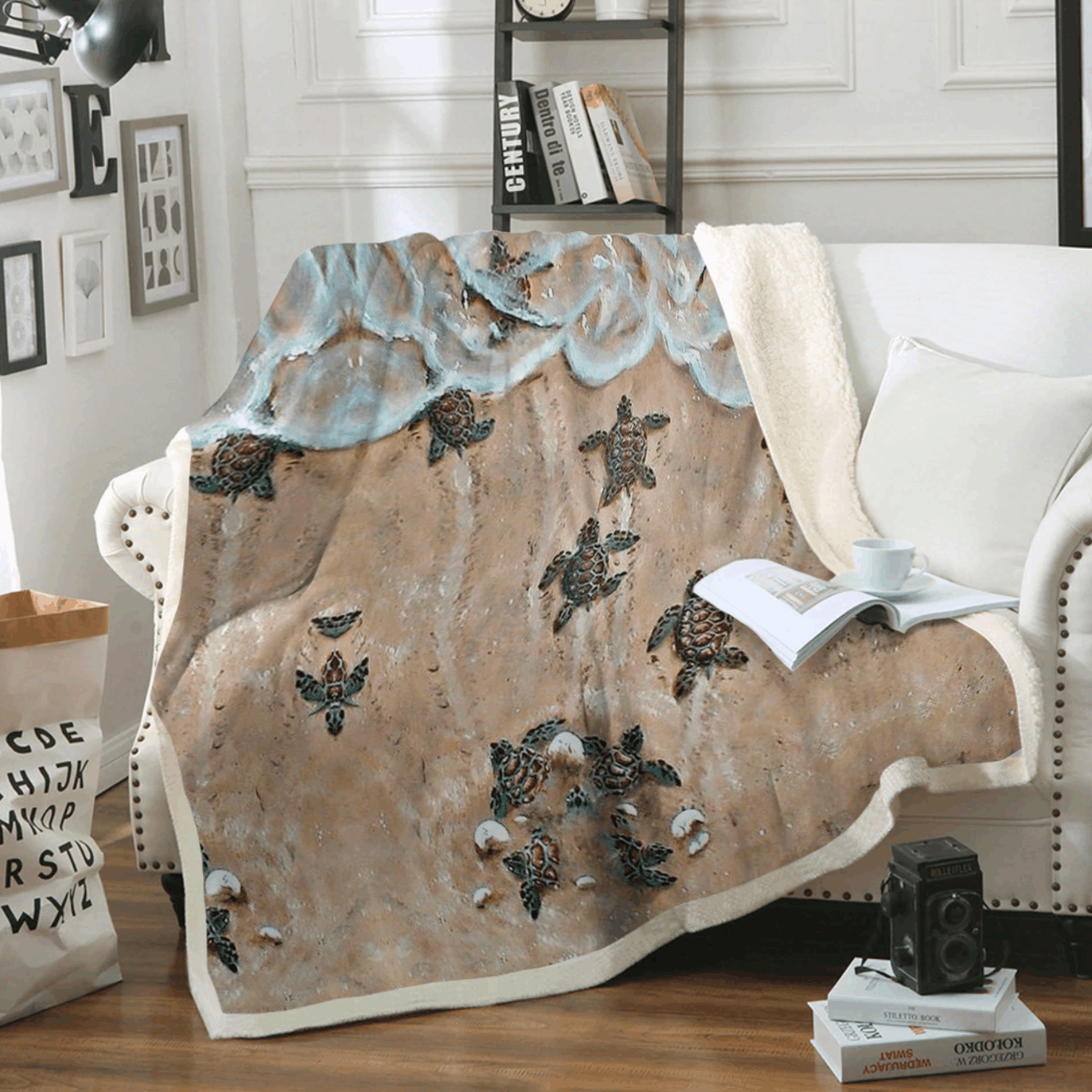 Sea Turtle Ocean Coming Sherpa Fleece Blanket