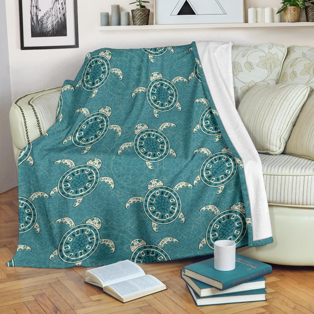 Sea Turtle Pattern Print Design Blue Sea Fleece Blanket