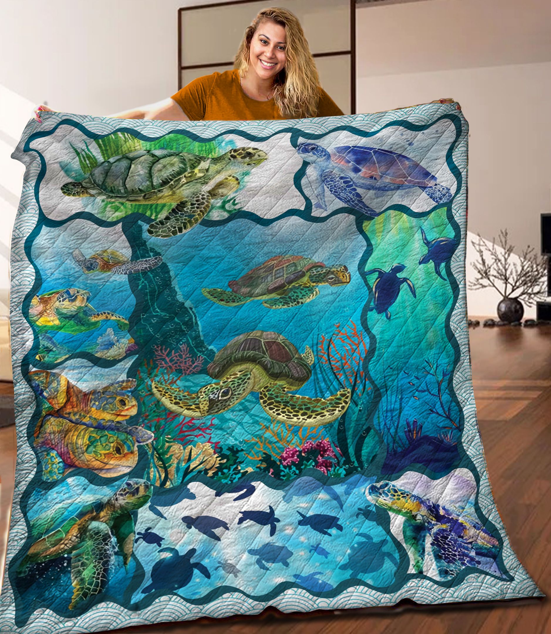 Sea Turtle Quilt Blanket C9B300506NA