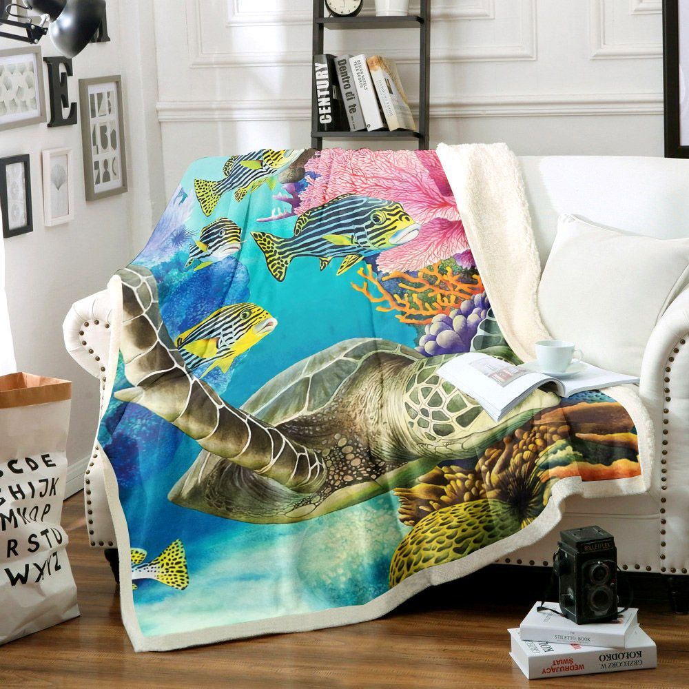 Sea Turtle Sherpa Fleece Blanket
